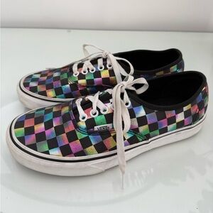 Vans Iridescent Rainbow Metallic Checkerboard Sneakers Mens 8 Womens 9.5
